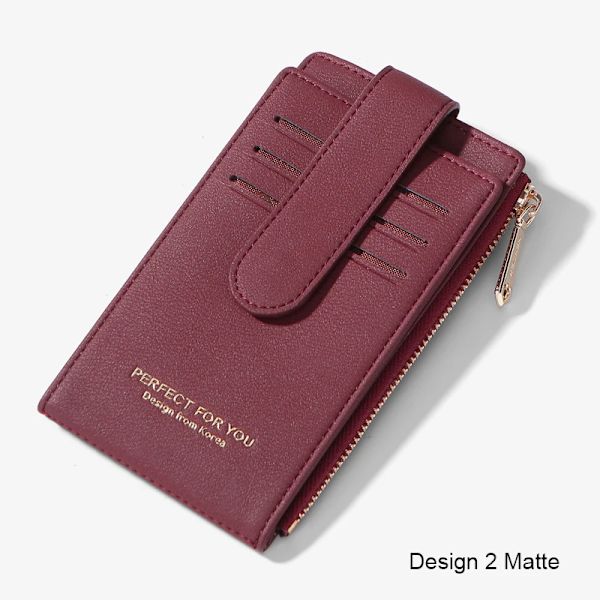 RFID Kvinnor Korthållare Mjukt läder Myntväska Plånböcker Kvinnliga Kreditkort Plånbok Dam Dubbel Dragkedja Mini Clutch Väskor Design 2 Wine Red