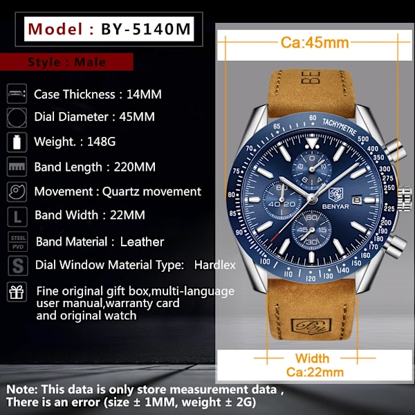 BENYAR 2021 Ny watch Business helstål kvarts Toppmärke Lyx Casual Vattentät Sport Man Armbandsur Relogio Masculino Glue silver blue