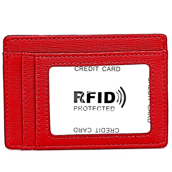 Case Pengafodral RFID Blockering Smal Minimalistisk Kreditkortshållare Små ficka Plånböcker för män Kvinnor Red