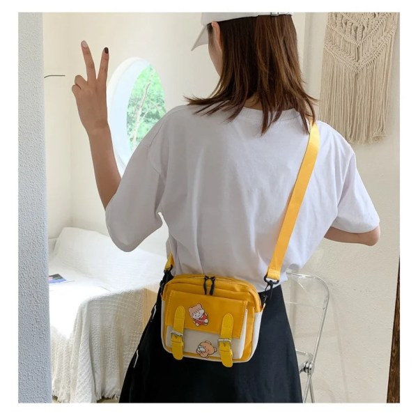 Crossbody Kvinna Ny söt tjej Canvas Student koreansk version Enaxel liten fyrkantig väska Multifunktionell matchande kors blue