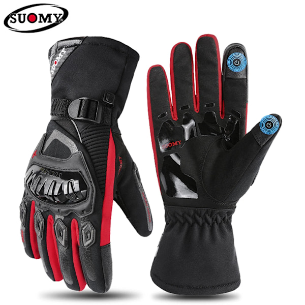 Suomy Vattentäta Motorcykelhandskar Vinter Varma Moto Skyddshandskar Pekskärm Gant Moto Guantes Motorcykelhandskar Nya Red M