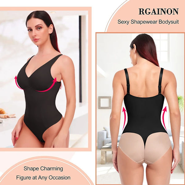 Helkroppsformare för kvinnor Shapewear Magekontroll Body Slimming Underkläder Waist trainer Body Shaper Ryggkontroll black XL