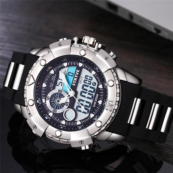 Stryve 8001 Vattentäta armbandsur för män med dubbla rörelser relojes manlig modedesigner herr lyxklockor White