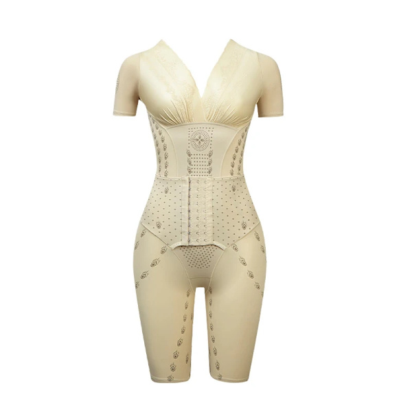 Kvinnor Helkroppsformare Bantning Shapewear Waist trainer Magkontroll Postpartum Platt mage Bodysuit Butt Lifter Underkläder Beige M