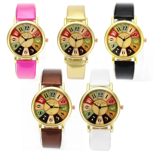 Kvinnors herr unisex mode filmmönster retro guldton band kvarts watch Gold