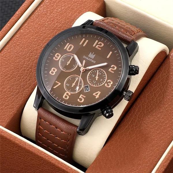 Herrklockor Toppmärke Lyx Mode Casual Business Quartz Watch Date Vattentät armbandsur Hodinky Relogio Masculino Brown
