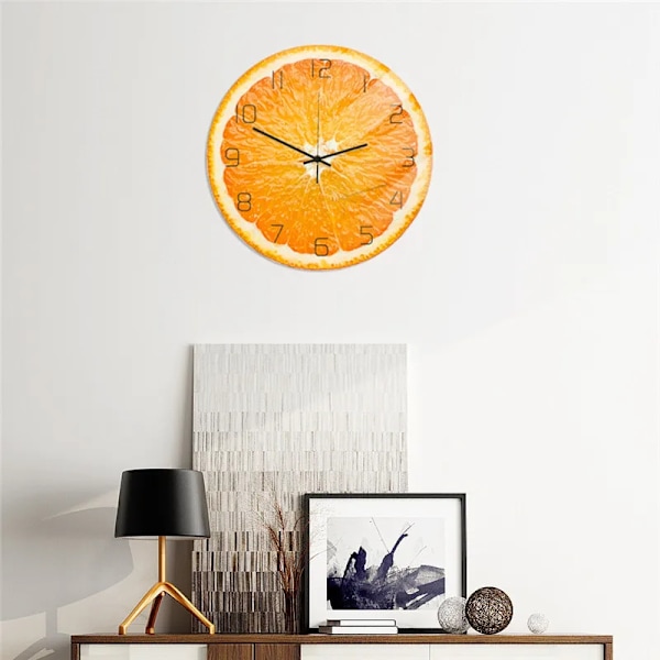 Färska Frukt Väggklockor Heminredning Hängande Citron Kök Klockor Reloj De Pared Dryckesbutik Dekoration Specialpresent Sommar 22x22cm