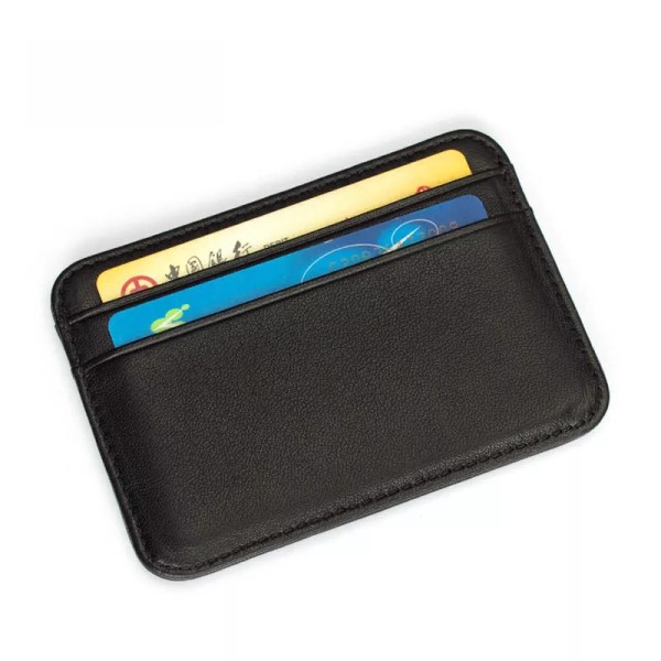 Nyankomst Vintage mäns kreditkortshållare i äkta läder Liten plånbok Pengarväska ID- case Miniväska för män Sheepskin Black