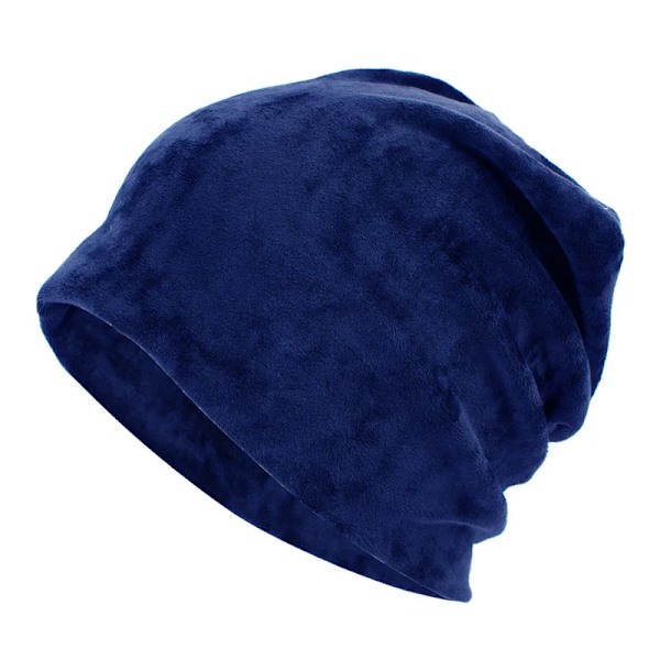 Geebro Damernas Velour Beanie Hatt Vinter Polyester Mjuk Varm Slouchy Beanie För Kvinnor Dam Velvet Balavaca Skullies Hattar Js277M Navy