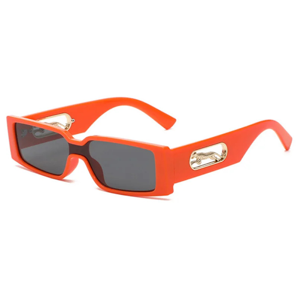 Rektangulära solglasögon Dammode Lyxmärke Designer Fyrkantiga solglasögon Män Klassiska Leopard Punk Glasögon Skärmar UV400 orange show as picture