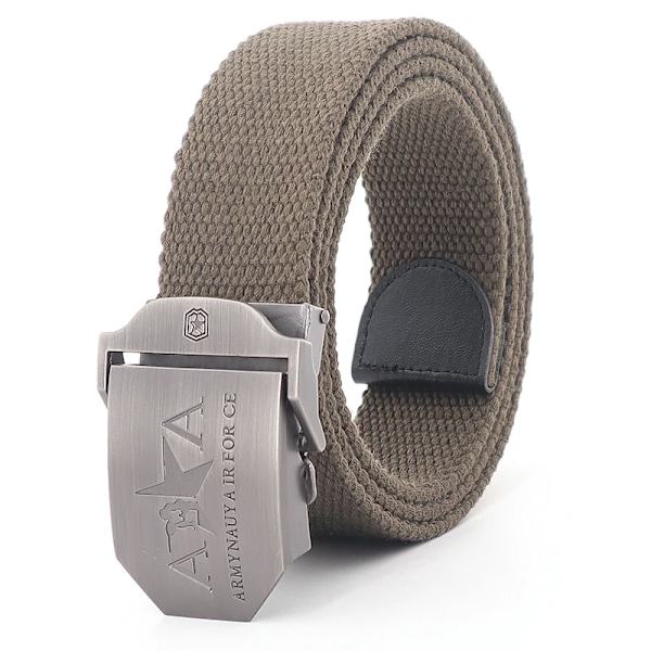 Män och kvinnor Militär canvas bälte metall automatiskt spänne utomhus militär träning taktiskt bälte polis unisex jakt jeans gördel Gold Army green 110cm