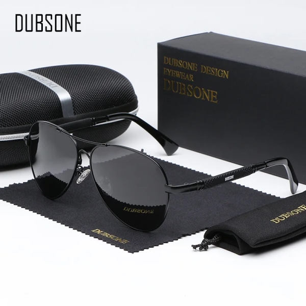 DUBSONE 2021 New Trend Quality Titanium Alloy Solglasögon herr Polariserade solglasögon Dam Pilot Mirror Glasögon Oculos de sol Gun Gradient Gray Original