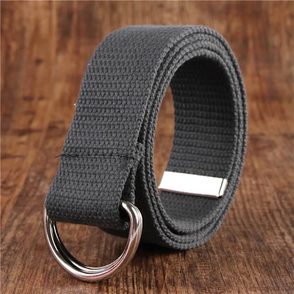 Mode bälte för män/kvinnor D-format dubbelringspänne Enkelt solid bomullscanvas All-match unisex canvasbälten Midjebälte lyx Dark grey 100cm