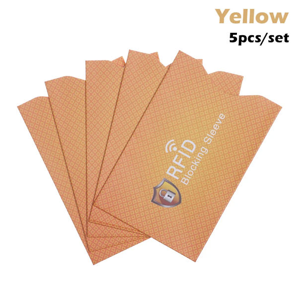 5 st Ny stöldskydd för RFID-kreditkortsskydd Blockerande korthållare ärm Hudfodral Case Case yellow