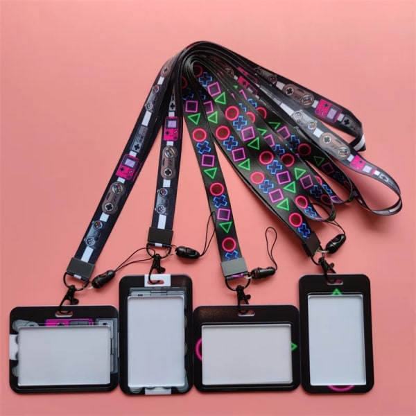 Söt horisontell lanyard namnkortshållare student hängande hals telefon lanyard badge tunnelbana access korthållare case game long rope(.708)