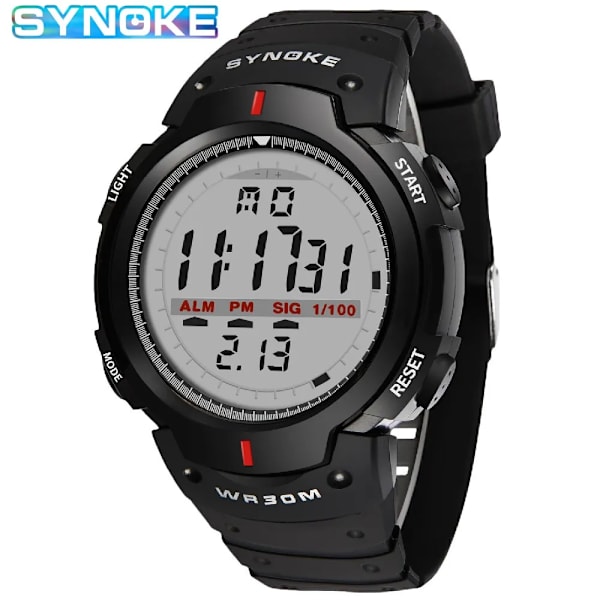 SYNOKE Herr Elektronisk Watch Sport För Herr Vattentät Lysande Multi Utomhus bergsbestigning Storskärm Elektronisk Wat Cool black