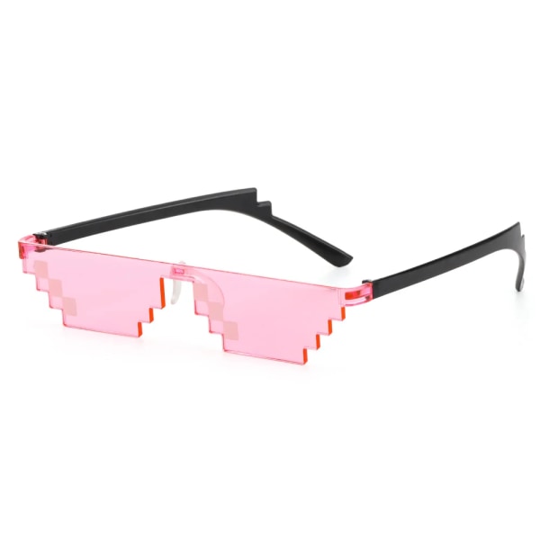 NY Design Rolig Mosaik Solglasögon Thug Life Solglasögon Pixel Svart Retro Gamer Robot Solglasögon Födelsedagsfest Cosplay Favors Type 2-Pink As shown