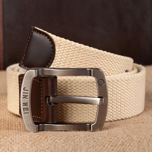 Herrspänne canvas bälte polyester flätat utomhus fritidsbyxor bälte 110-140 i längd 3,8 cm i bredd PWD001 Neutral (black) 120cm