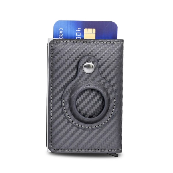 2022 Smart Air Tag-plånbok med RFID Slim Design Premium Kolfiber Läder Pop Up Kreditkortshållare T-Gray
