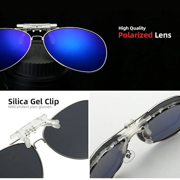 VIVIBE Oversized Pilot Flip Up Clip on Solglasögon Herr Driving Legeringsbåge Stor storlek Damer Aviation Glasögonklämmor för närsynt 1 Grey With Case