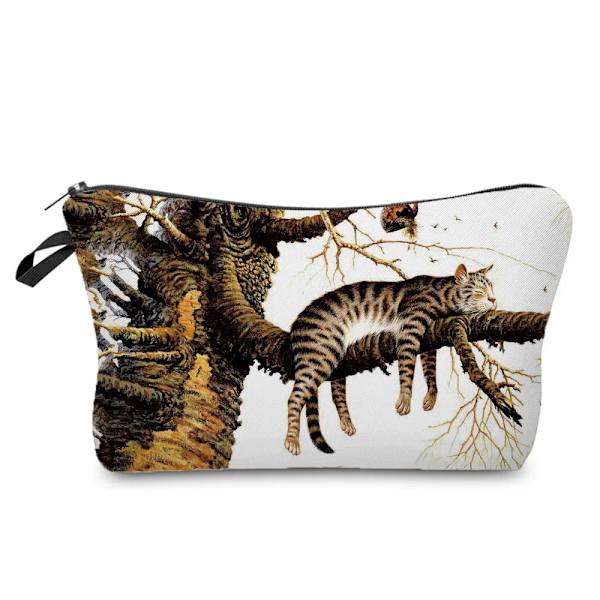 Svart katt utskrift kvinnor kosmetiska väskor Djur Söt Casual Bärbar förvaring Sminkväska Toalettväskor hz2552 Cat Bag