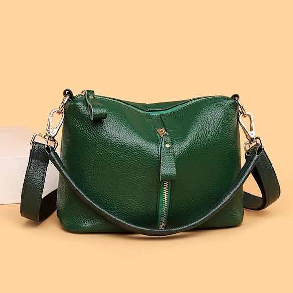 Väskor i äkta läder för kvinnor Casual Enkel Små handväskor för kvinnor Högkvalitativ naturlig nötkött Kvinnlig axlar Crossbody Tote Green