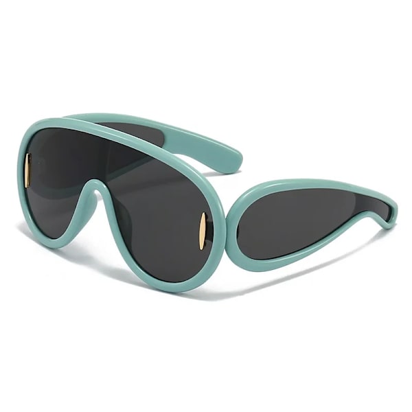 NYA Punksolglasögon 2000-talet Kvinnor Män Y2K Hip Hop One Piece Lyxmärke Solglasögon UV400 Unisex solglasögon Spegelglasögon green as picture