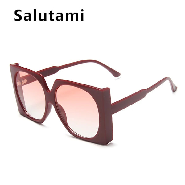 Vintage överdimensionerade fyrkantiga solglasögon för kvinnor Gradient Elegant svart brun solglasögon dam Uv400 nyanser män glasögon red red(.103)