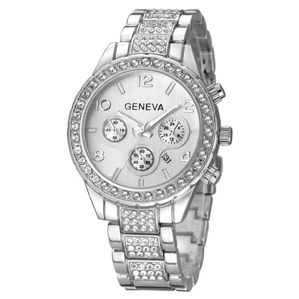 Reloj Mujer 2022 Klockor Dam Klassiska Geneva Lyx Damklockor Dam Full Steel Crystal Relogio Feminino Metal Armbandsur Sliver