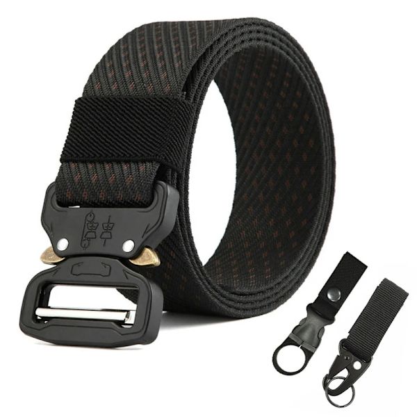 MEDYLA Officiellt äkta herrbälte Utomhussport Nylon Metallspänne Bälte Fritid Bergsbestigningsbälte Nödöverlevnadsbälte Black 2-PK2 120cm