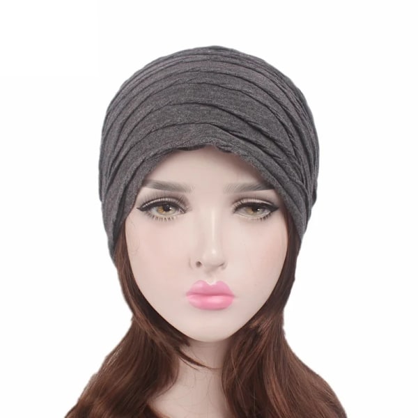 Dam & Herr Bomullsvikta Enfärgade Beanies Kemohättor Håravfall Stretch Turban Vinter Höst Hatt För Dam Tunn Beanie Hip Hop Hatt Gray