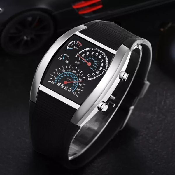 Mode för män LED Digital Watch Sektor för Ferrari Racing Dashboard Creative Luminous Man Sport Elektroniskt handarmbandsur White