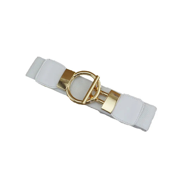 Elastiskt Kvinnor Bälte Punk Mode Kvinnor Elastiska Bälten Guld Silver Metall Kedja Midjerem För Klänning Rock Kostym Dekorativt midjeband white Style3 Elastic
