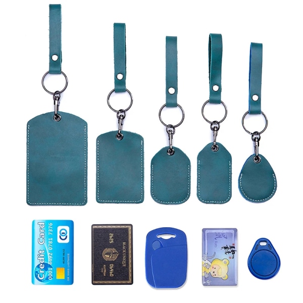 Hållare för åtkomstkort i äkta läder Nyckelring Nyckelring Dörrlås åtkomstetiketter ID- case Nyckelring åtkomstkortväska Nyckelbricka style 2-red