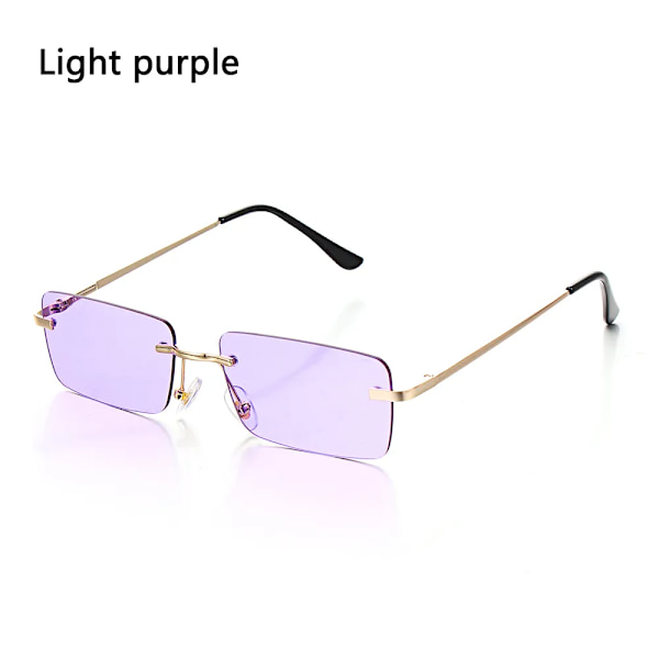 Resestil Bergsklättring Solglasögon För män Kvinnor UV400 nyanser Rektangel utan båge Glasögon Gradient Färger Glasögon Light purple