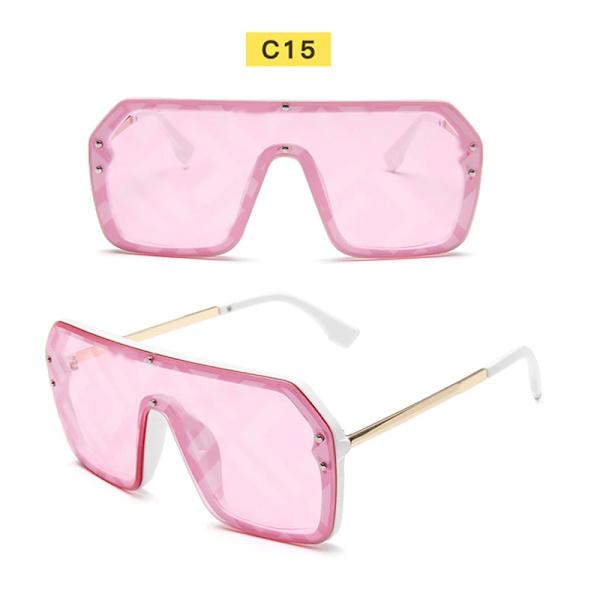 Klassiska retro överdimensionerade solglasögon solglasögon för kvinnor Spegelglasögon herr/kvinnor Lyxdesign unisex stor båge dam solglasögon F PINK Other