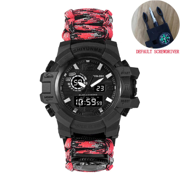 SHIYUNME Watch för män LED Quartz Vattentät Armbandsur för män Mode Utomhussport Digital klocka Klockor Relogio Masculino red