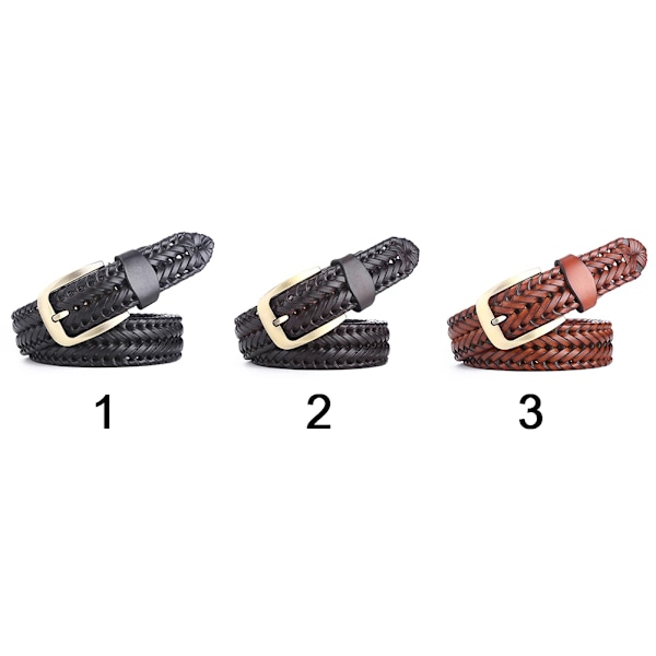Män Kvinnor Klassiskt handgjorda handstickade jeansbälte Retro Spänne Mjukt Casual Slitstarkt vävt läderbälte BROWN