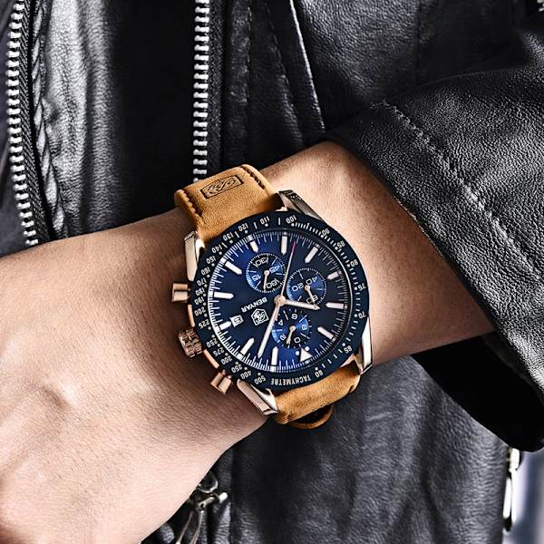 BENYAR Märklockor Märke Lyx Silikonrem Vattentät Sport Kvarts Kronograf Watch Herrklocka Relogio Masculino Silico Silve Black B