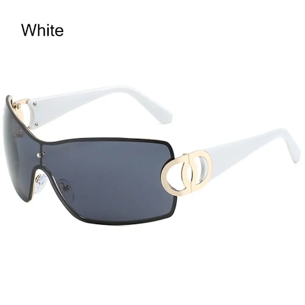 Nya Oversize Sport Herr Cykel Solglasögon Punk One Piece Goggle Dam 2000-talets märkesdesigner Solglasögon Y2k Solglasögon White