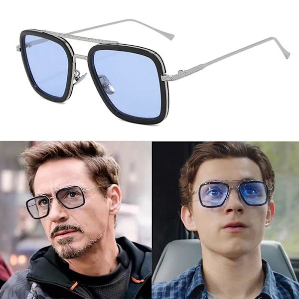 Lyx Steampunk Män Fyrkantiga Solglasögon Tony Stark Iron Man Solglasögon Vintage Metal Glasögon Pilot Solglasögon UV400 Man Gafas C3 Gradient Grey As picture