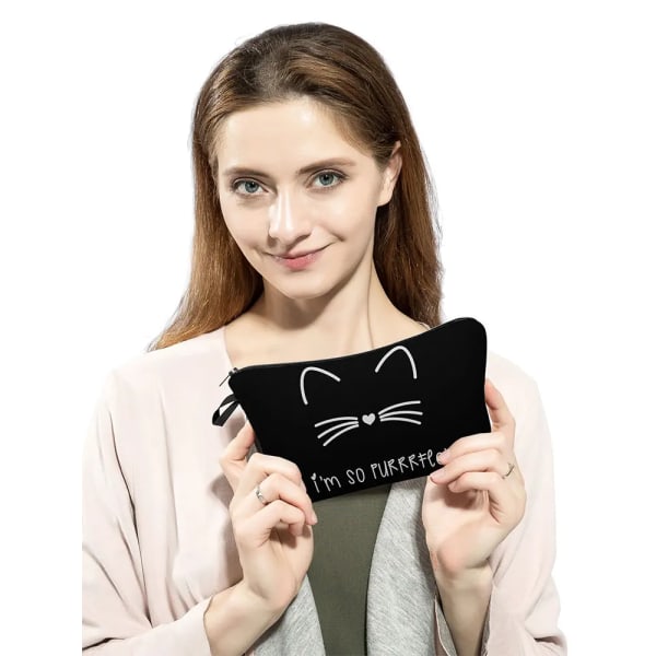 Djur Söt Casual Makeup-väska Resor Bärbar Förvaringsväska Mini-toalettväskor Svart katt Utskrift Kvinnor Kosmetiska väskor hz1466 Cat Bag