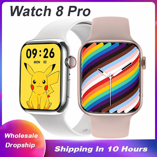 Nytt i Watch 8 Pro Smartwatch Ultra Series 8 Herr Kvinna Bluetooth Call Music Trådlös laddning för Apple Series 8 Armbandsur White Watch 8 Pro