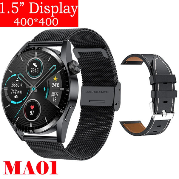 Ny Smart Watch Herr Android GT3 IP68 Vattentät NFC Smartwatch Trådlös Laddning Bluetooth Ring Herr Watch för Bl Me-Bl Le smart watch