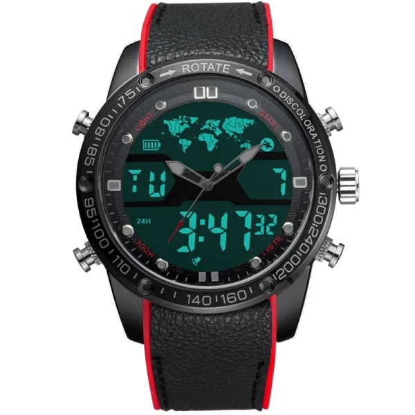 BOAMIGO Herrklockor Herr Sportklockor Herr Quartz LED Elektronisk Digital analog klocka Militär Watch för män vattentät black box