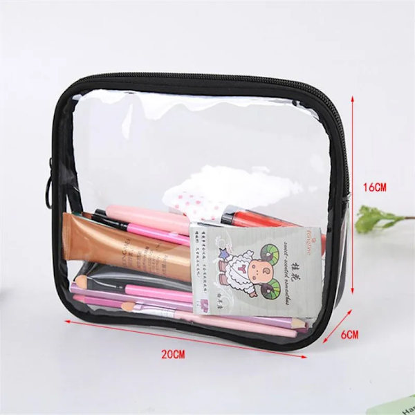 1 st Resor PVC kosmetiska väskor Dam Transparent genomskinlig dragkedja Sminkväskor Organizer Badtvätt Smink Tote Handväskor Case J