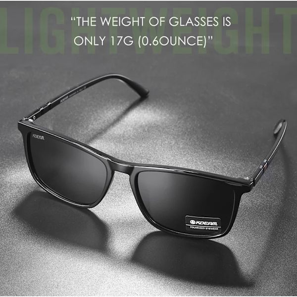 KDEAM Ultralight fiskesolglasögon polariserade körsolglasögon för män Resa Lyxiga solglasögon för kvinnor med case C1Glossy Black