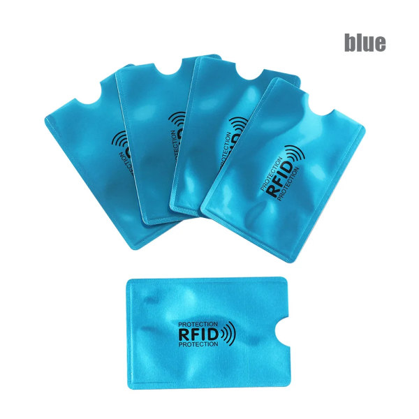 5 st Stöldskydd för RFID kreditkortsskydd Blockerande korthållare ärm Hudfodral Case Case Nytt Style 1-dark blue