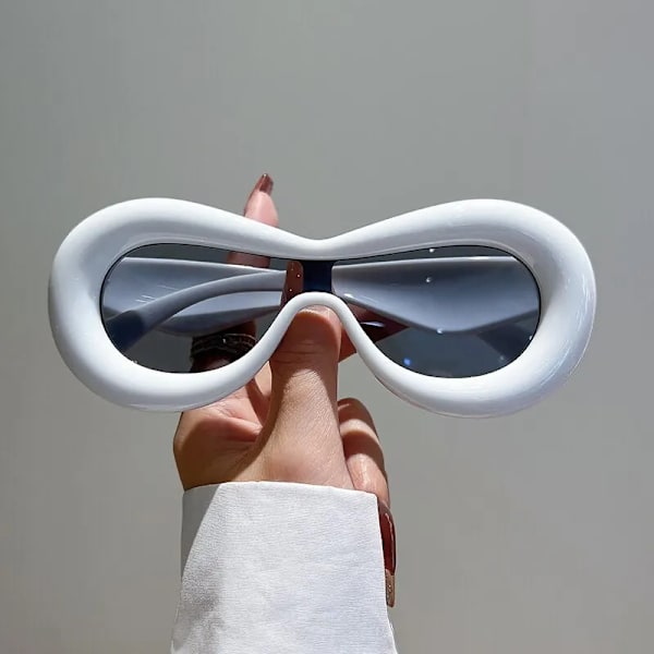 Nytt i Ovala solglasögon för män Kvinnor Mode Retro märkesdesign Solglasögon Glasögon Kvinnlig Godisfärg Goggle Solglasögon White