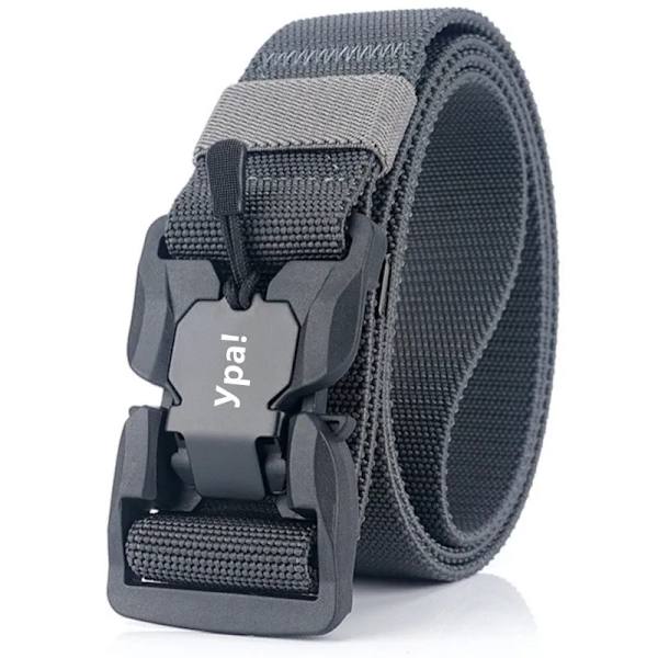 Äkta taktiskt bälte magnetiskt spänne snabbkopplingsbälte Casual Nylon Träningsbälte Herrbyxor Svart bälte 01 Elasticity black 45to47inch